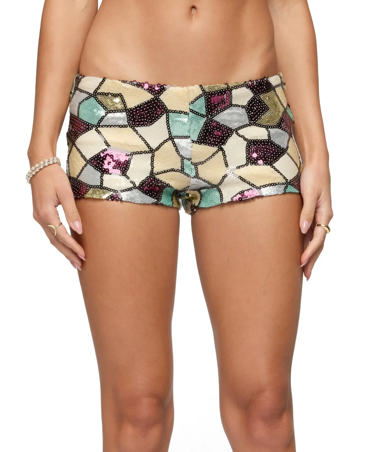 Tatianna Mixed Sequin Micro Shorts by Edikted