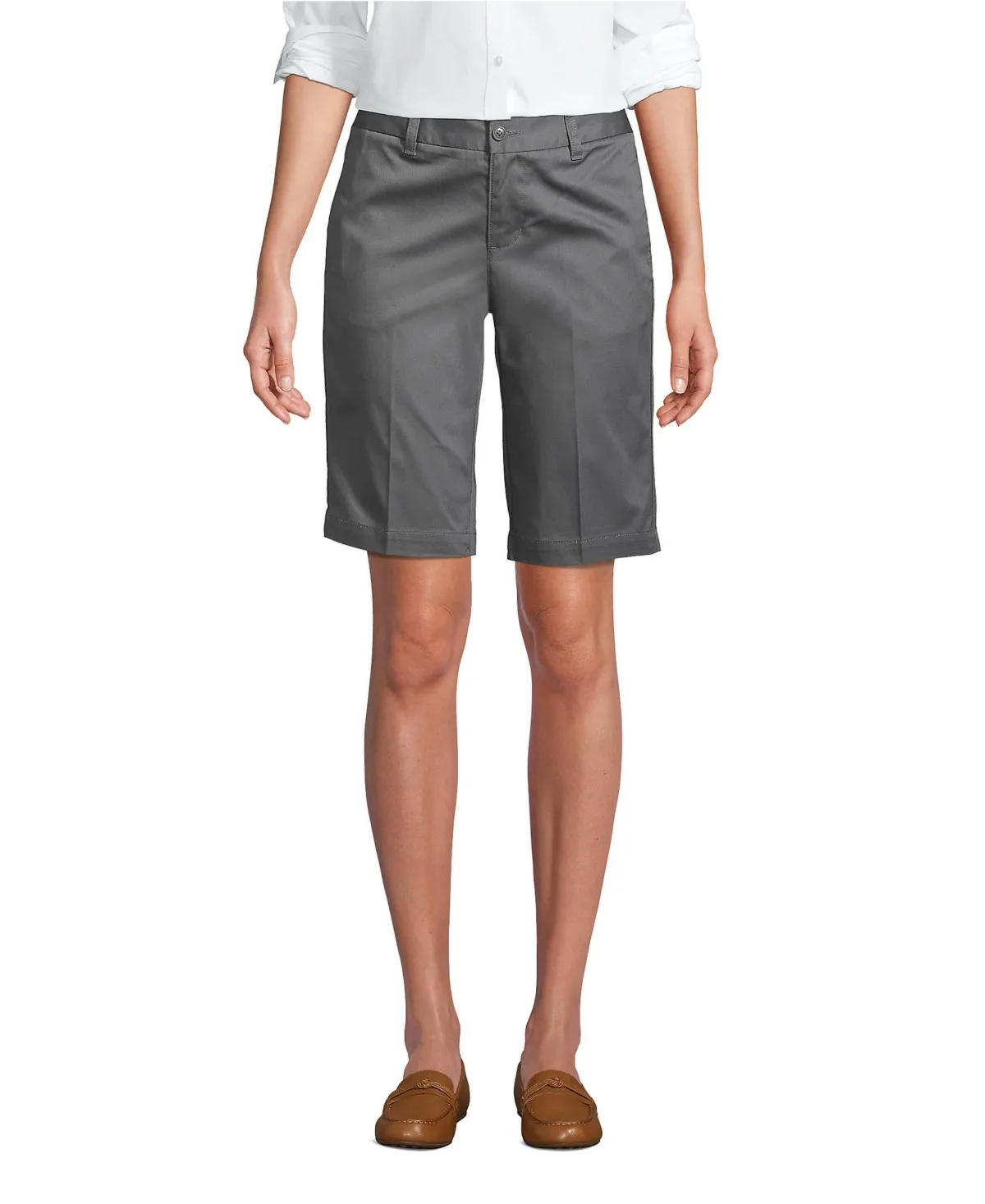 Plain Front Blend Chino Shorts by Lands' End