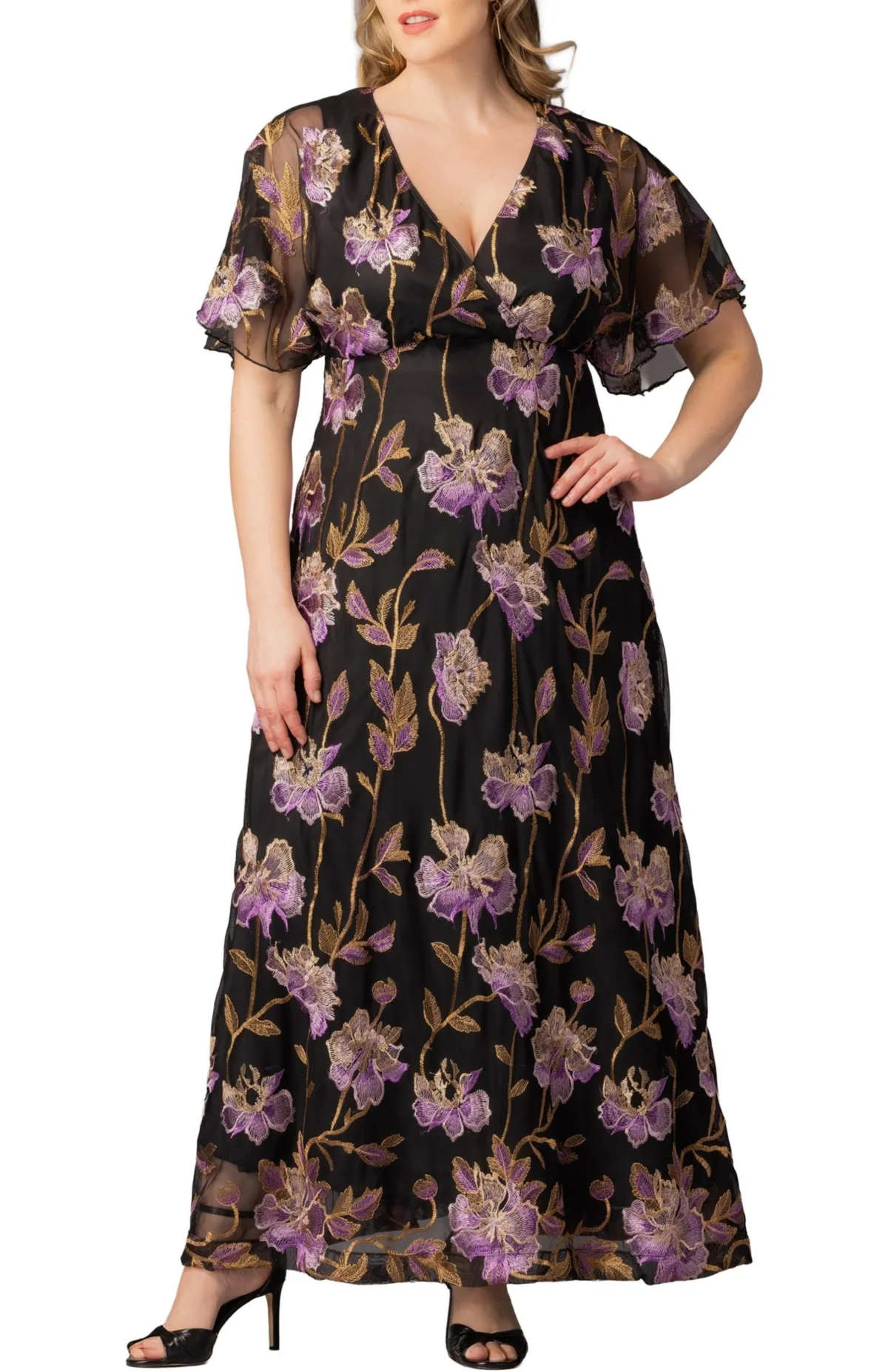 Embroidered Elegance Evening Gown by Kiyonna