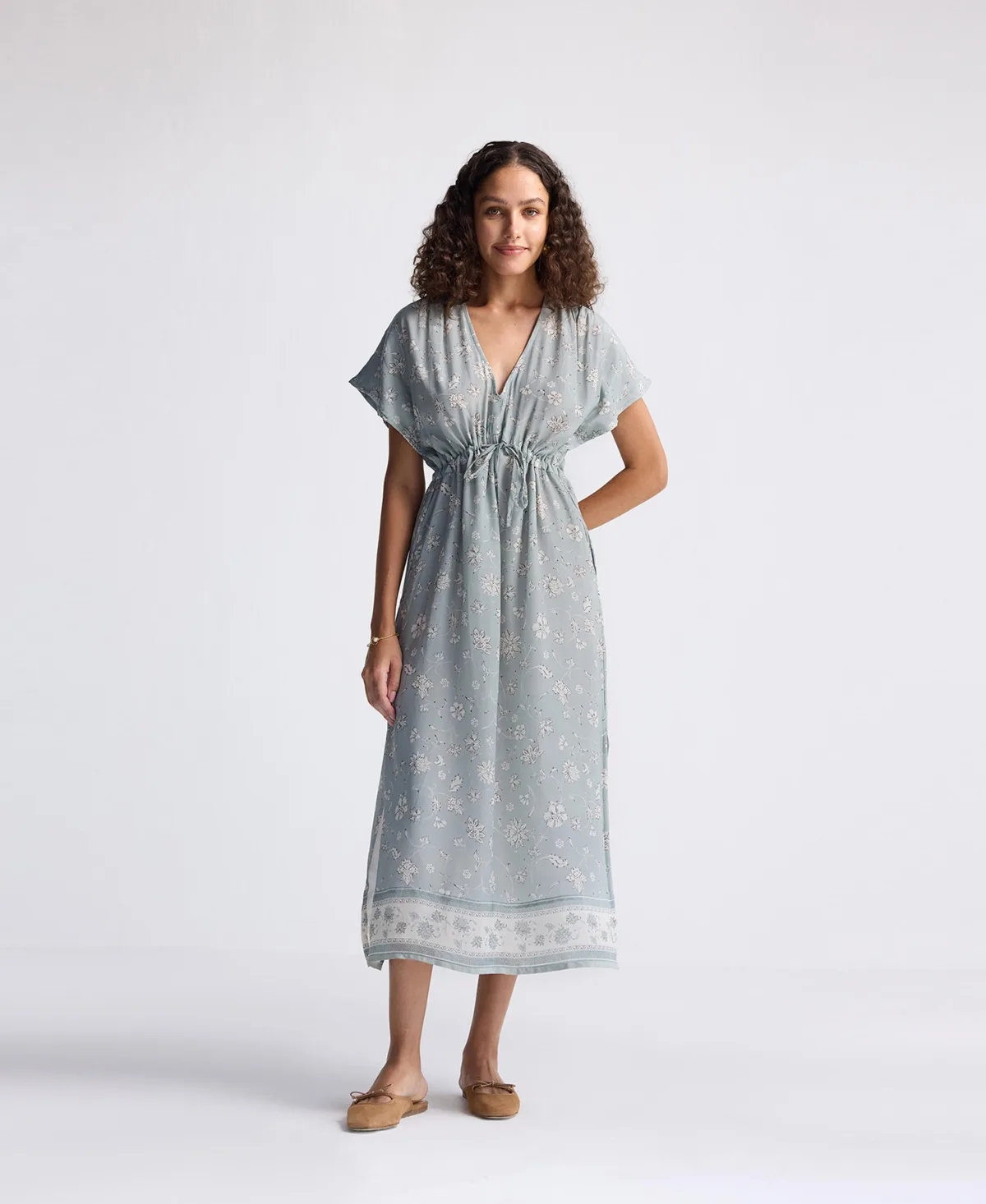 Gathered Maxi Dress with Side Slits in Mosaic by Reistor