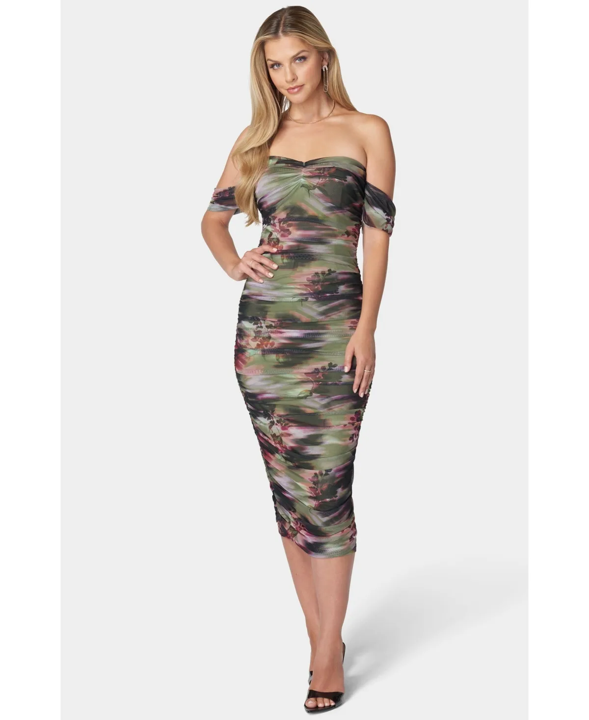 Ruched Midi Dress by Bebe