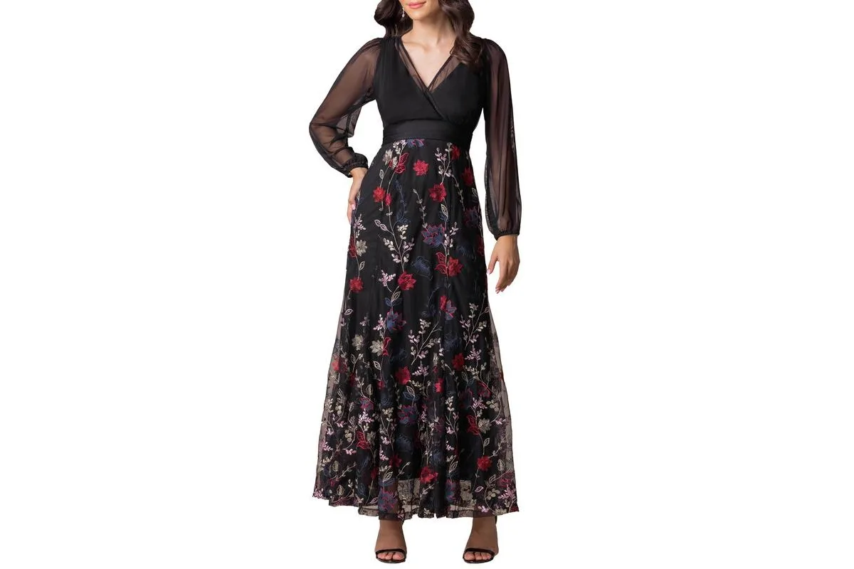 Isabella Embroidered Mesh Formal Gown by Kiyonna