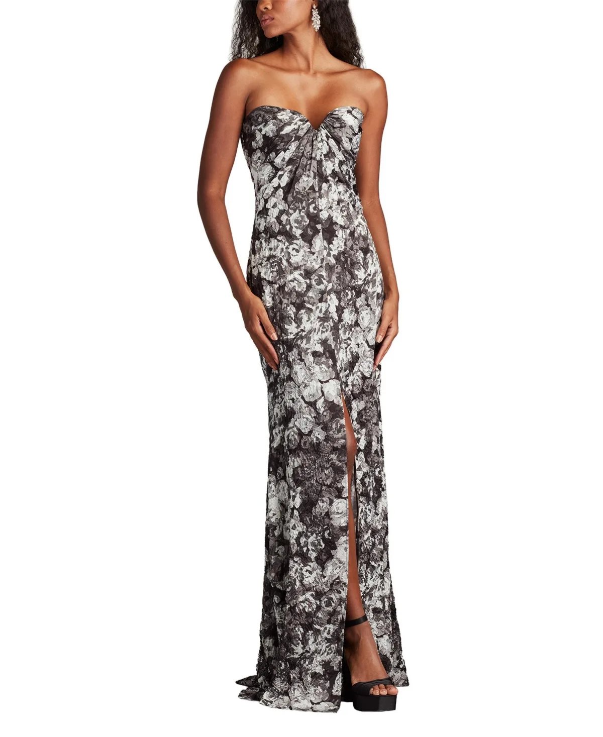 Carnie Strapless Floral Print Gown by Tadashi Shoji