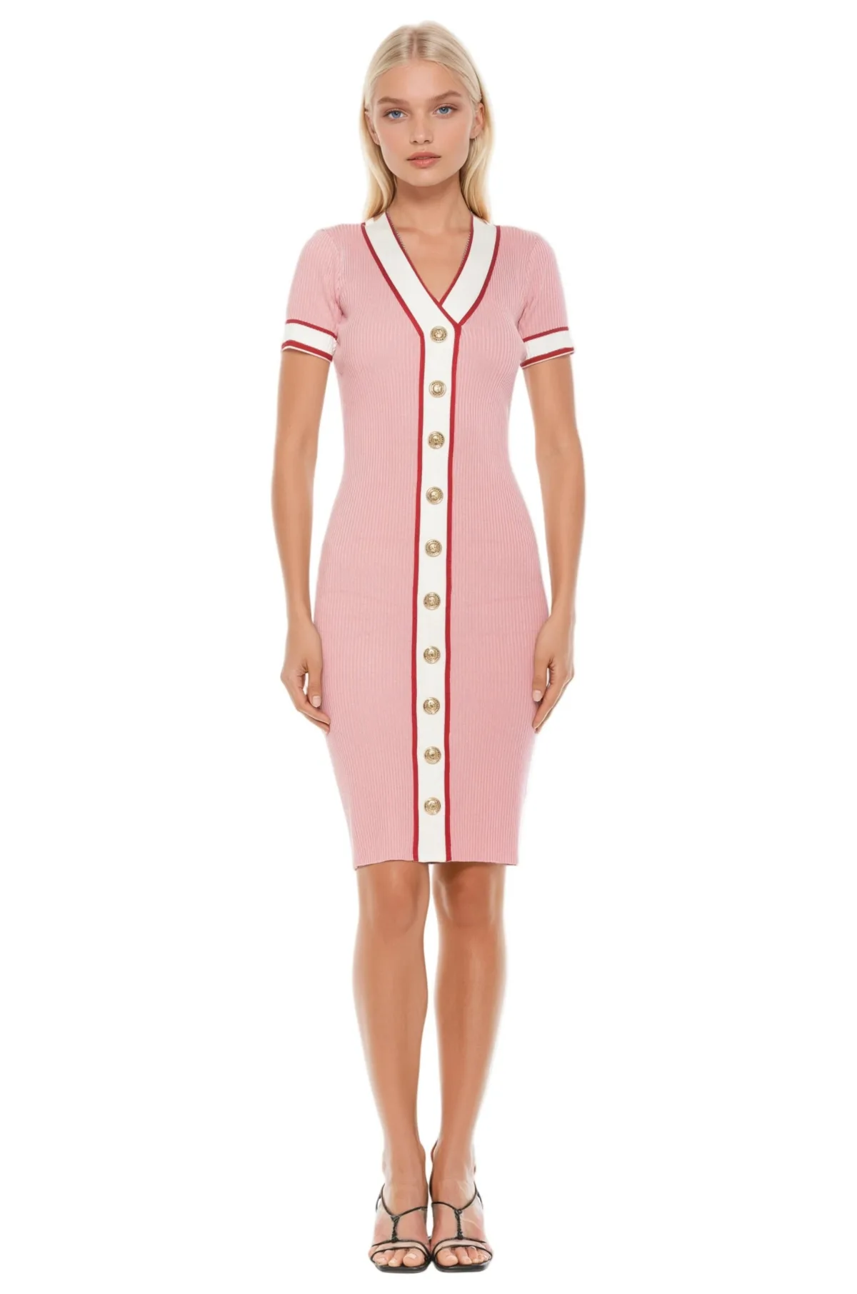 Otto V Neck Ribbed Knit Dress