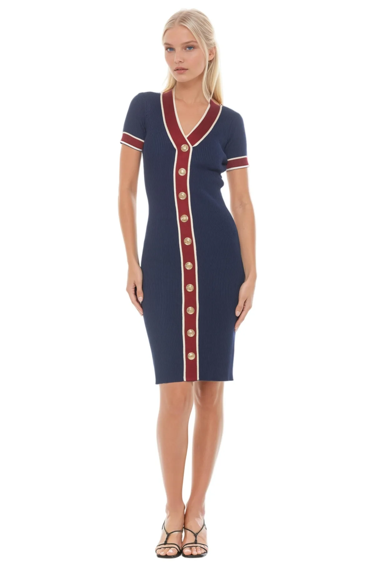Otto V Neck Ribbed Knit Dress