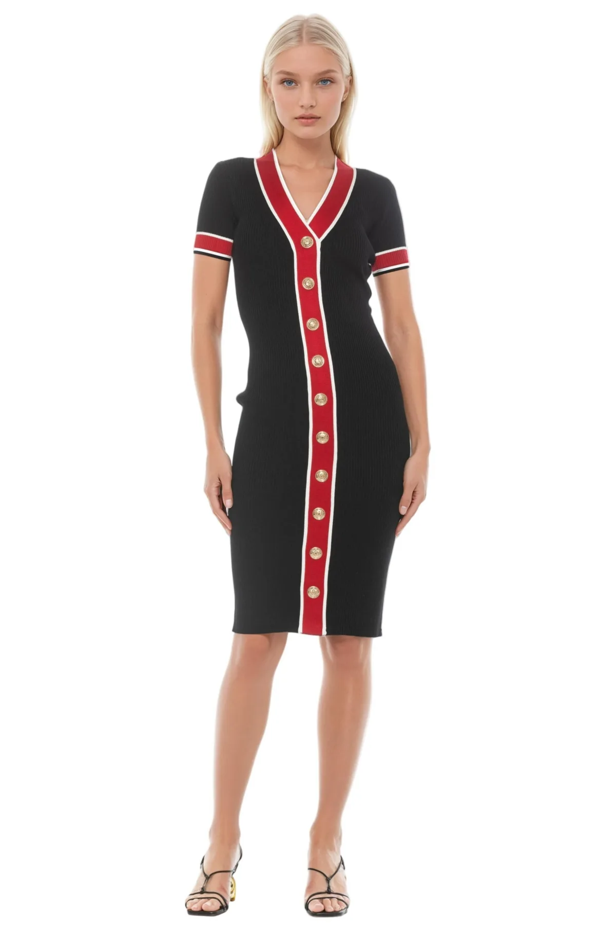 Otto V Neck Ribbed Knit Dress