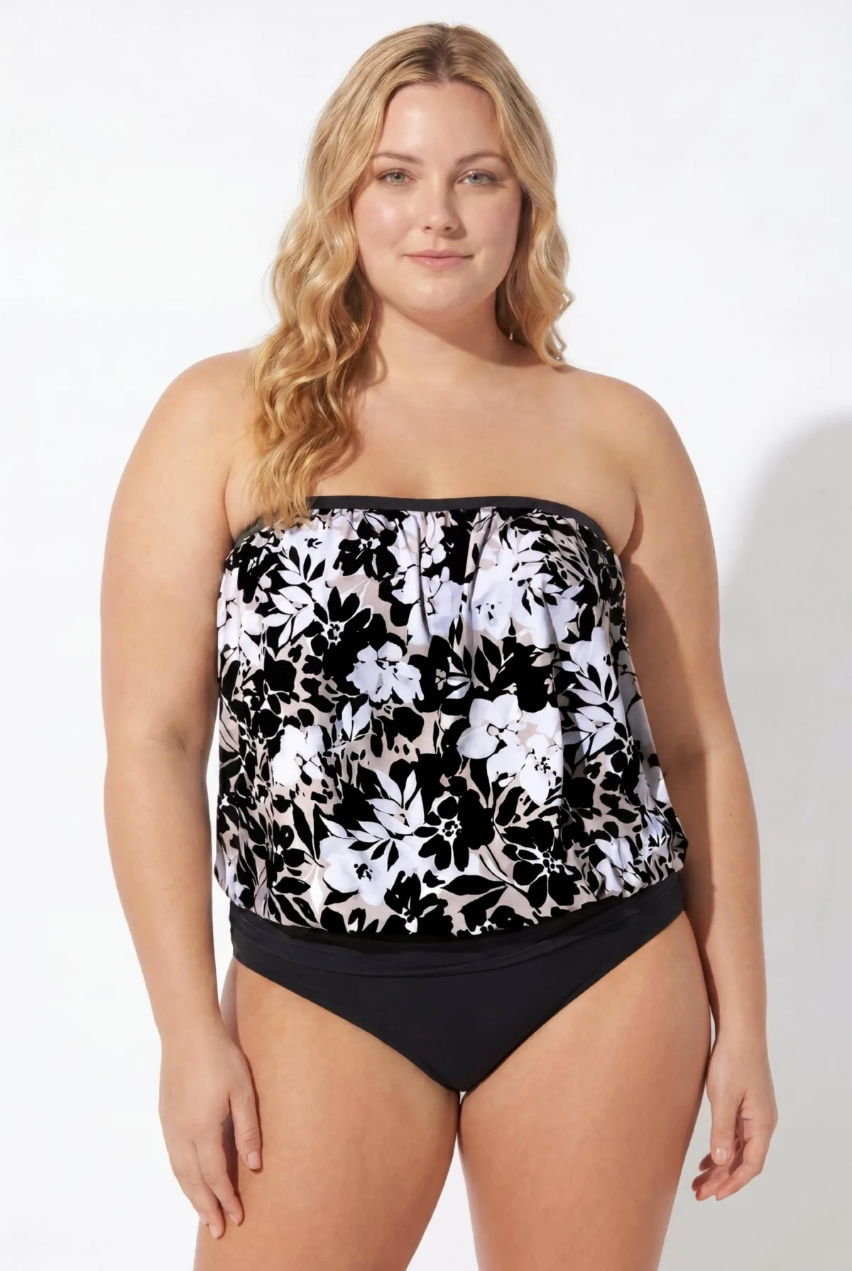 Bandeau Blouson Tankini Top by Swimsuits For All