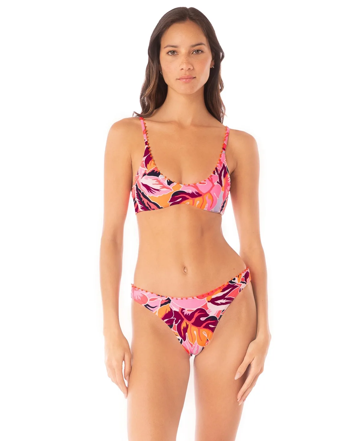 Coral Leafy Liberties Bikini Top by Maaji