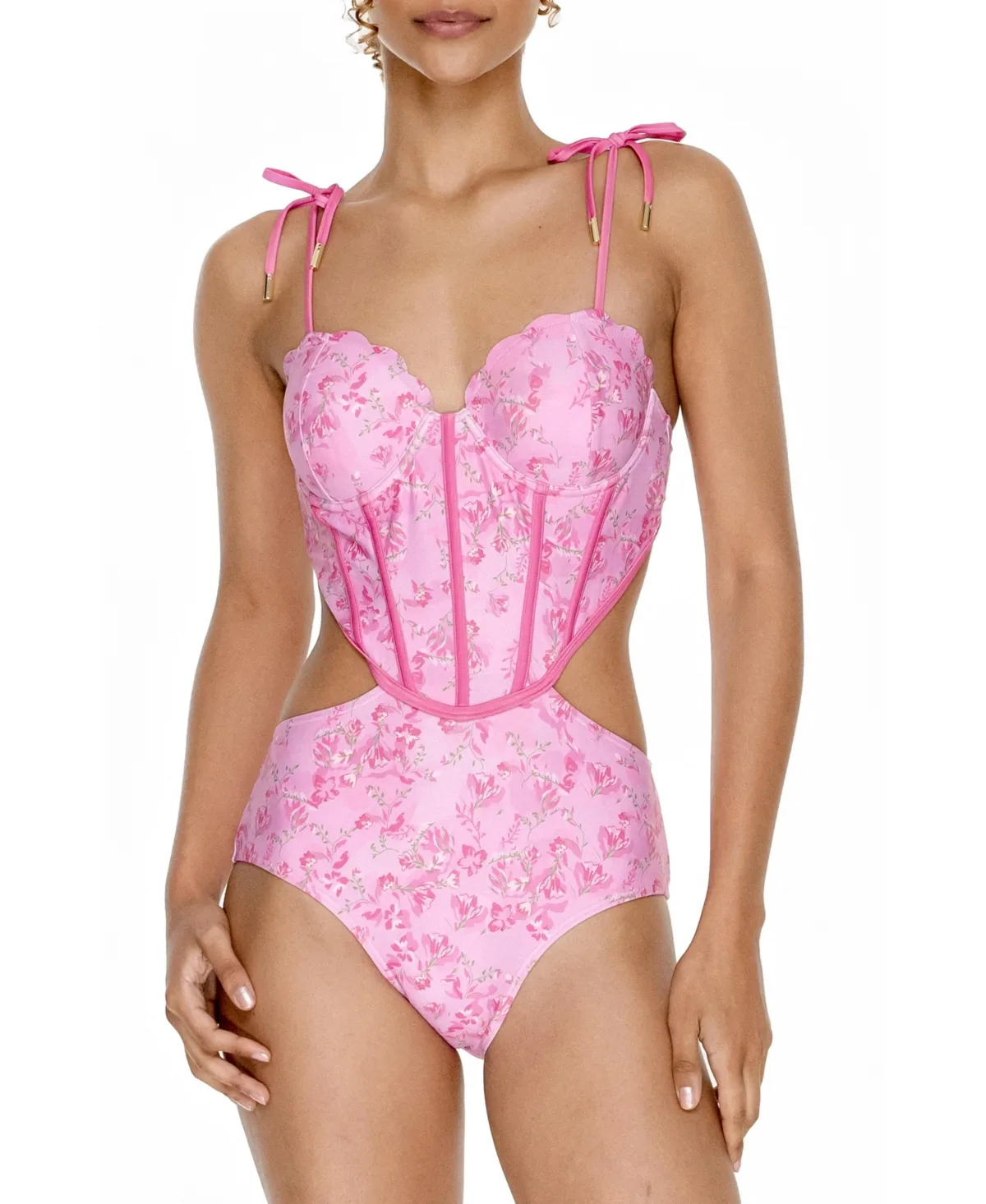 Pink Blossom Reversible One-Piece Swimsuit by Jessie Zhao New York