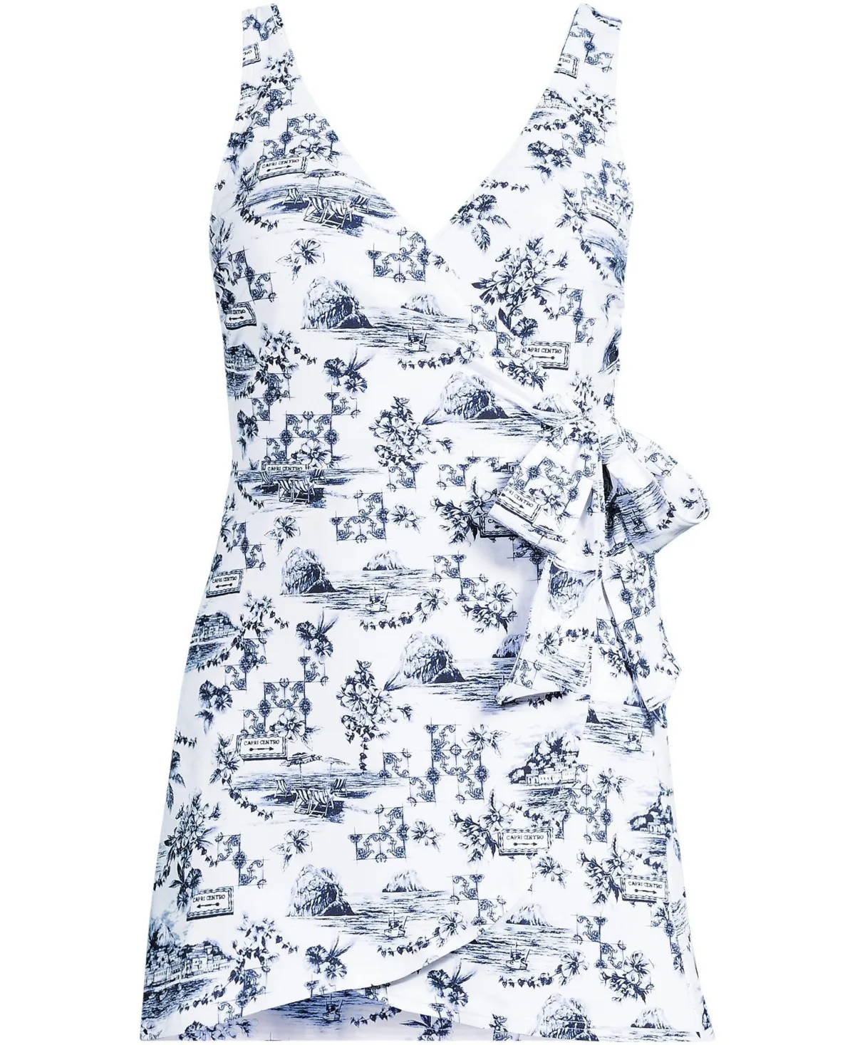 Side Tie Mini Swim Dress Swimsuit by Lands' End