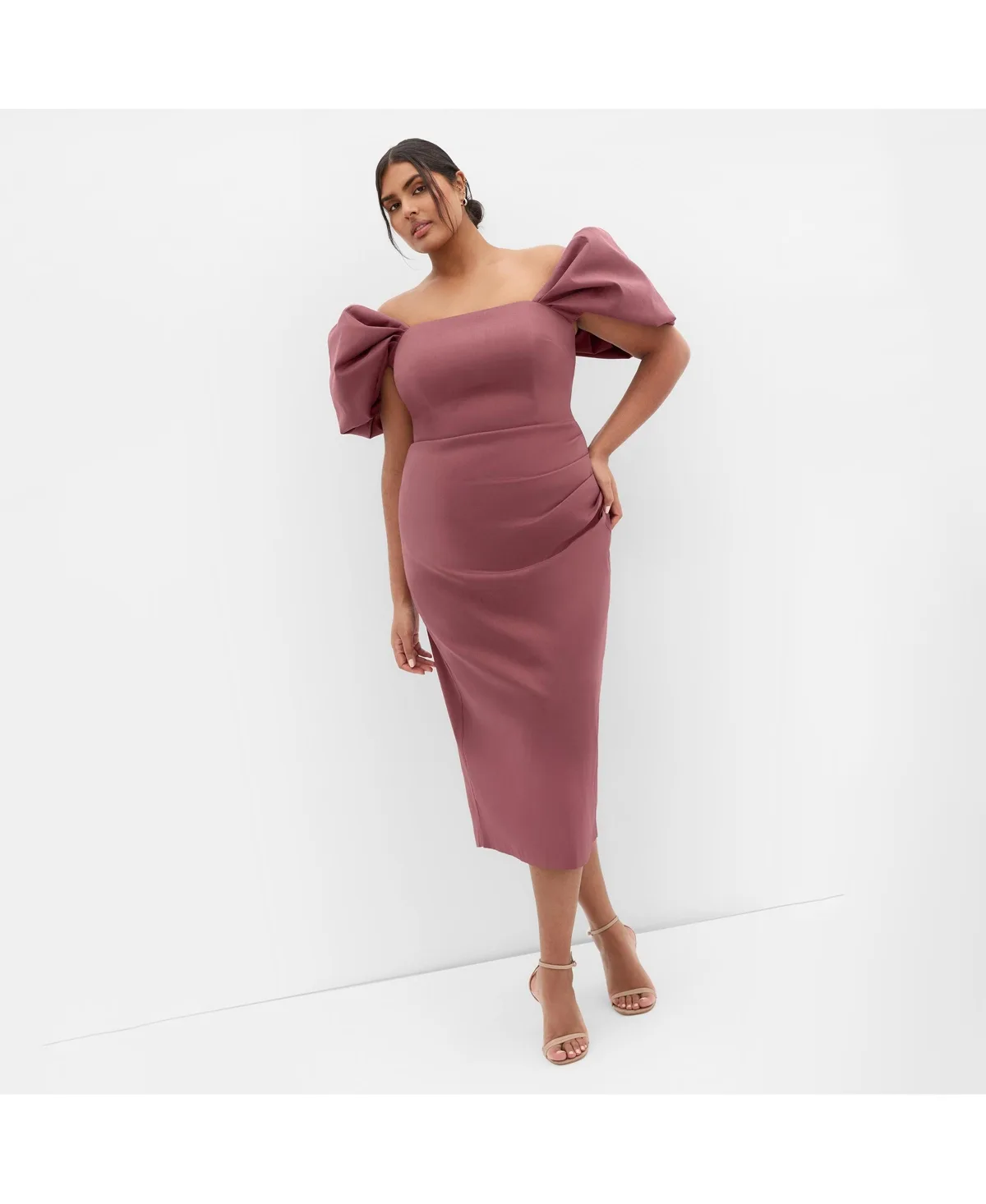 Elyse Off Shoulder Midi Dress by City Chic