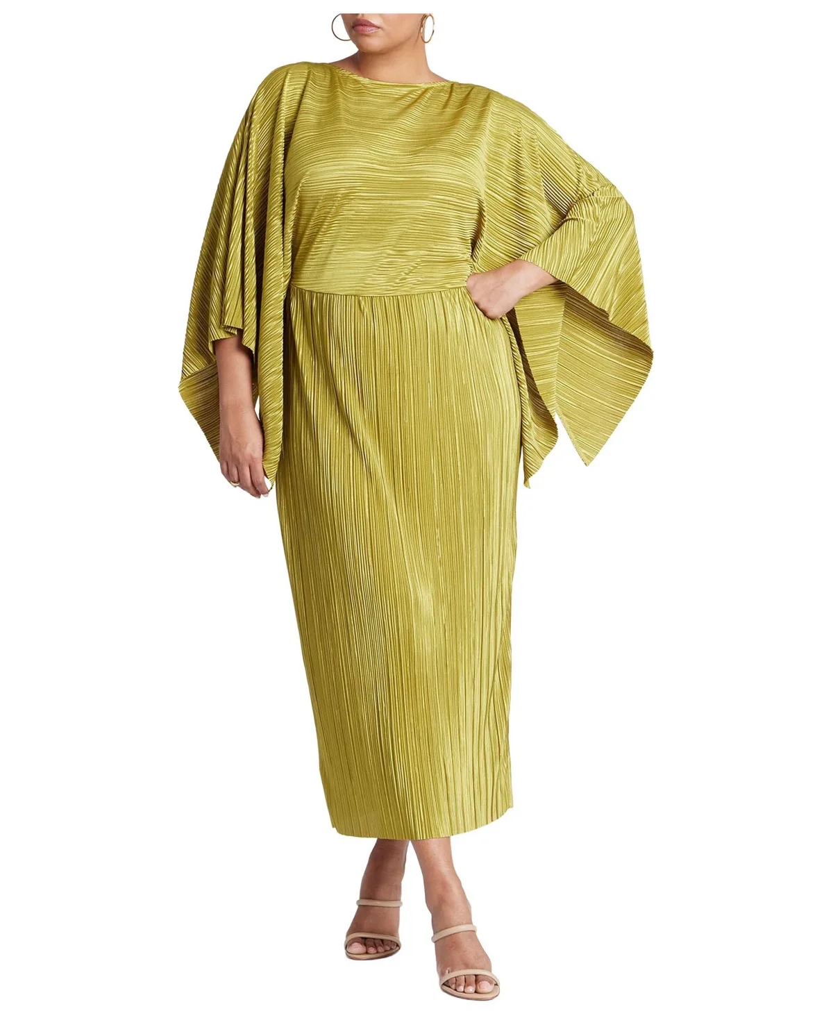 Cape Effect Plisse Dress