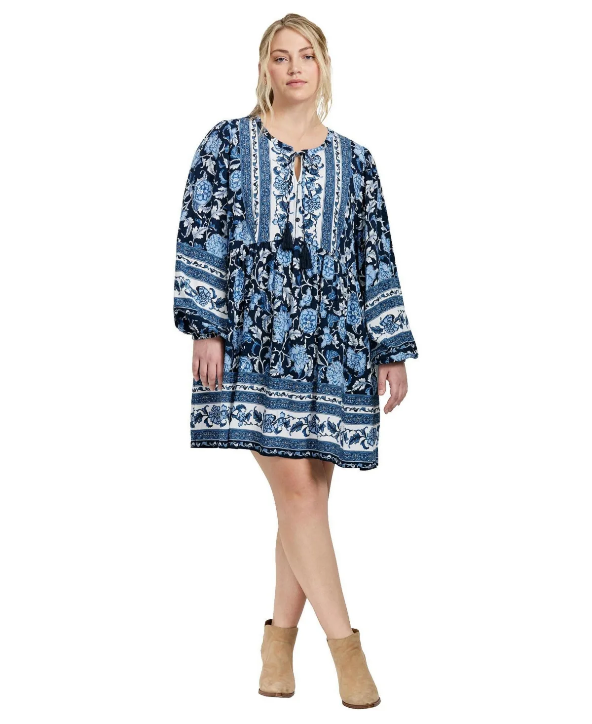 Livvy Boho Border Print Mini Dress by Avenue