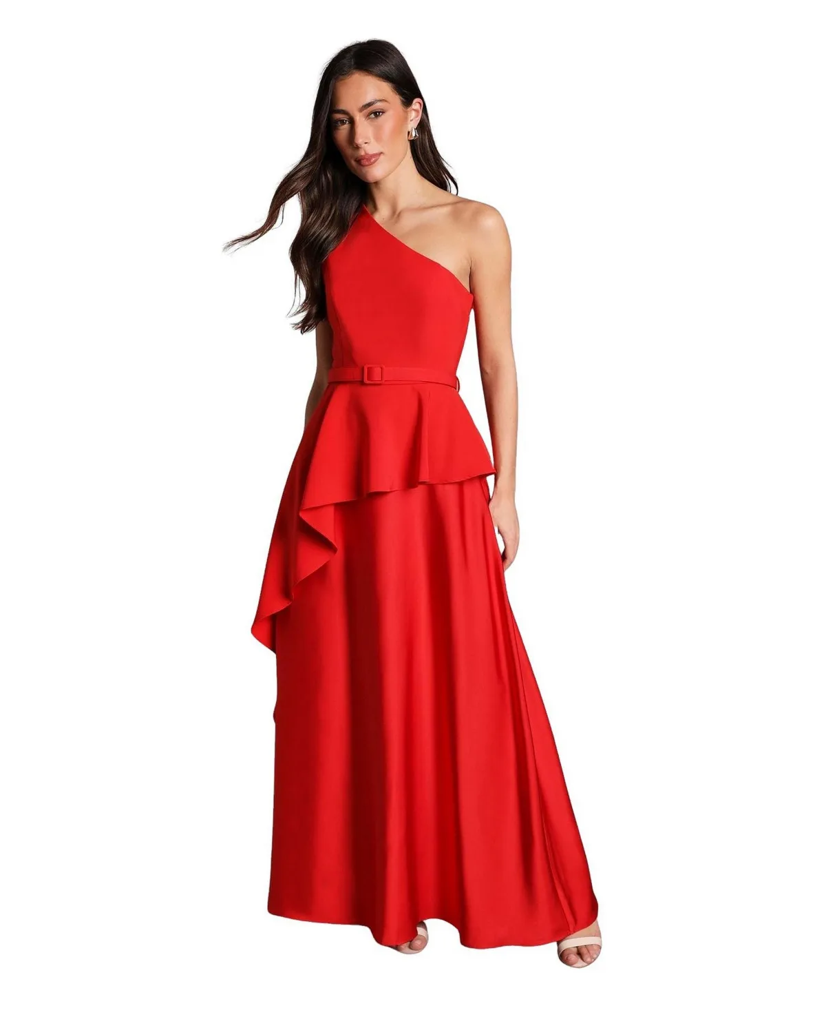 One Shoulder Satin Maxi Dress by Coast