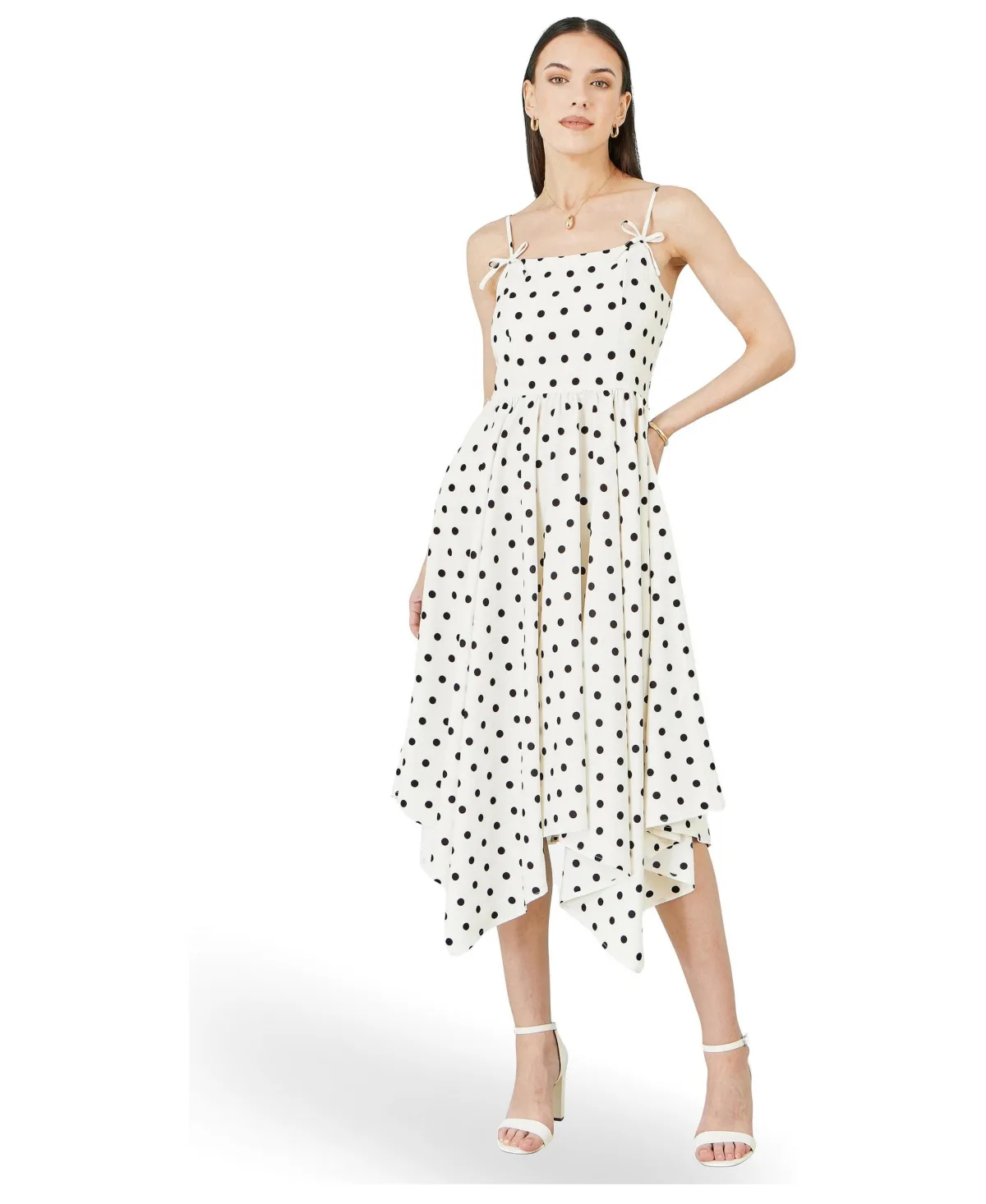 Square Neck Hankerchief Hem Dress by Yumi