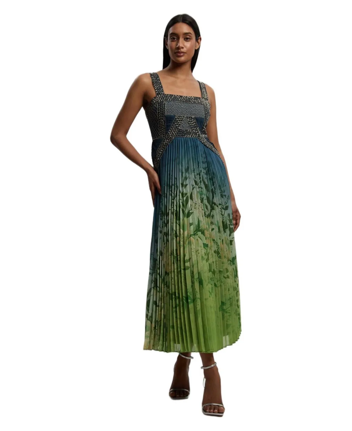 Embellished Pleated Maxi Dress by Karen Millen