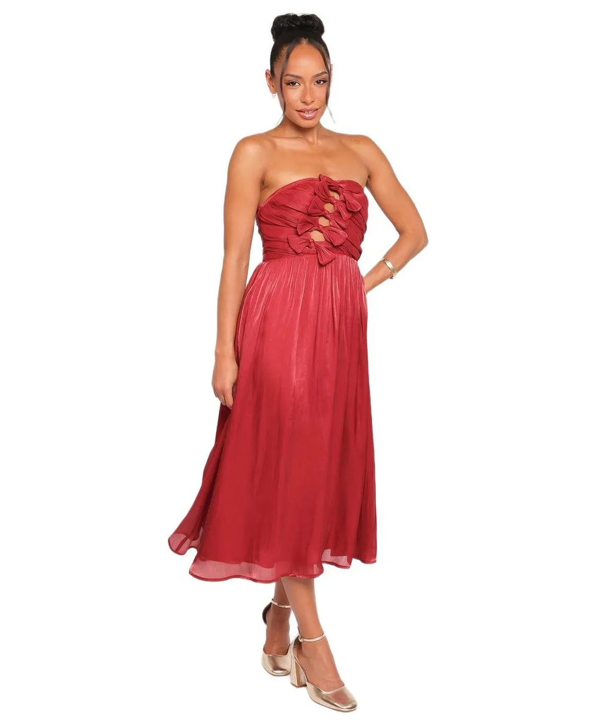 Mila Strapless Midi Dress by Petal And Pup
