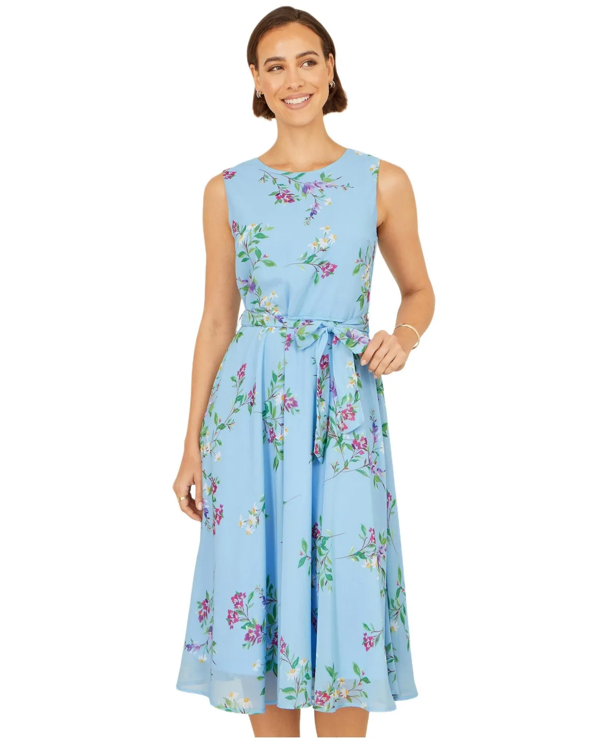 Floral Print Midi Skater Dress by Yumi