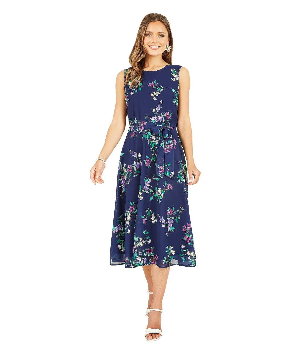 Floral Print Midi Skater Dress