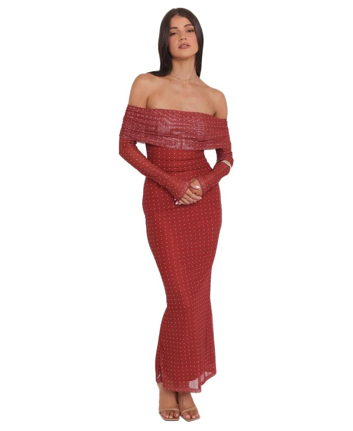 Zeva Off Shoulder Maxi Dress by Petal And Pup