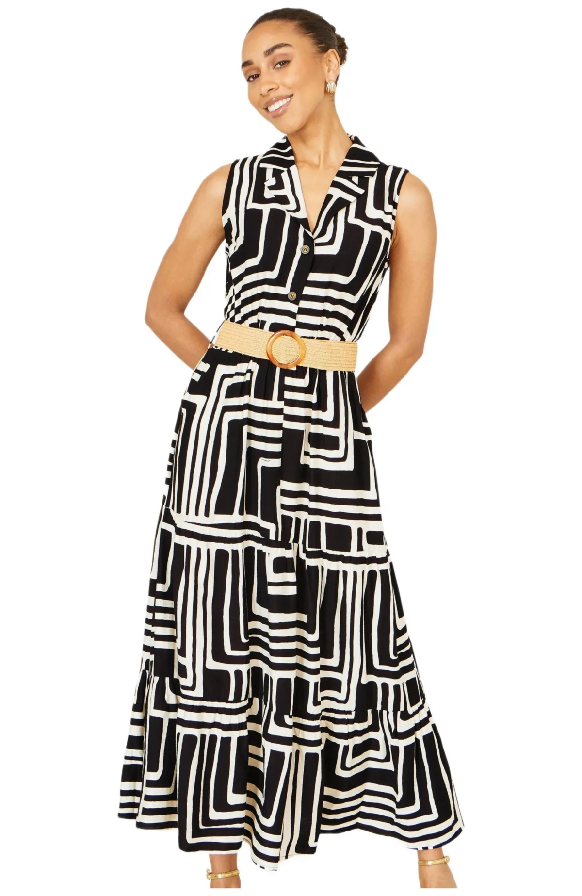 Geo Print Midi Shirt Dress by Yumi