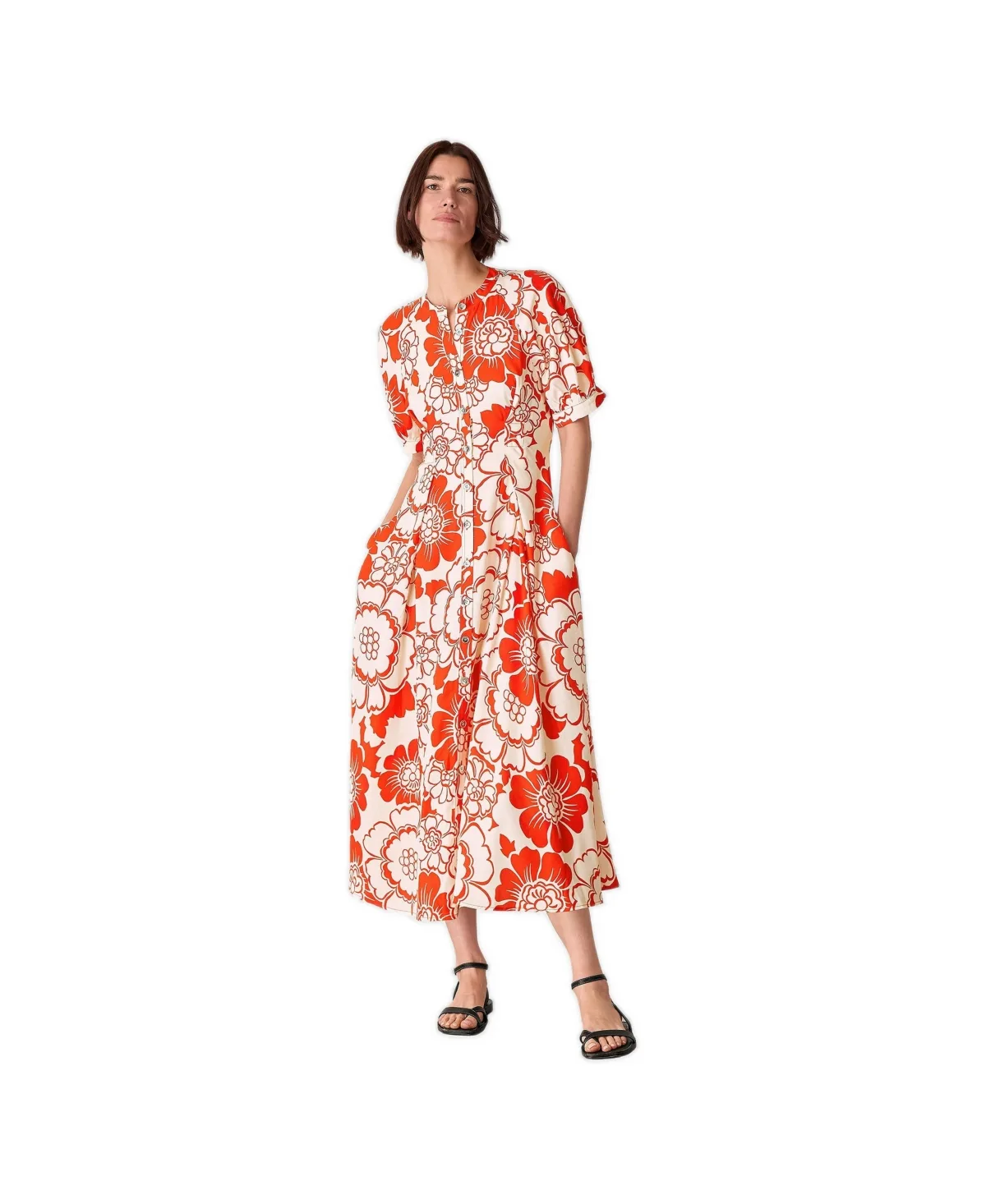Short Sleeve Bloom Floral Midi Dress by Whistles