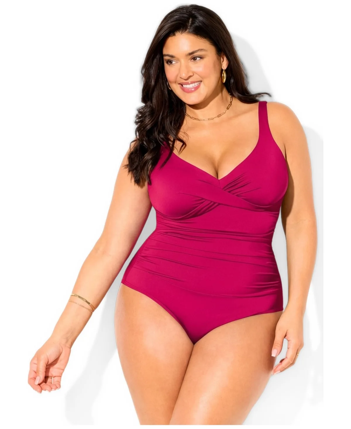 V-Neck One Piece Swimsuit