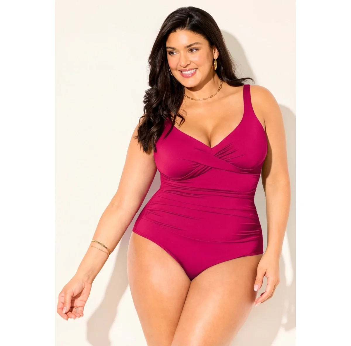 V-Neck One Piece Swimsuit