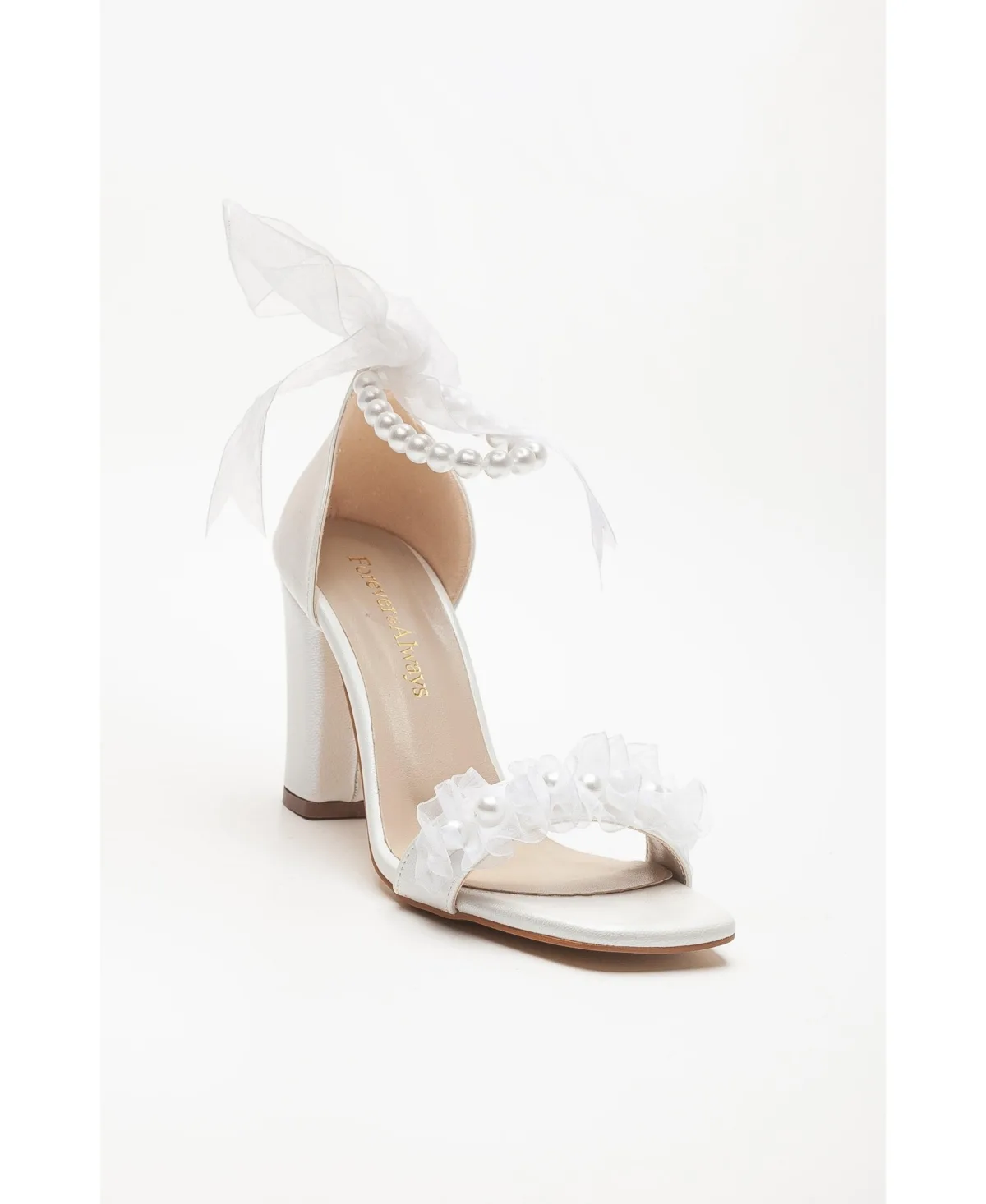 Krystal Lace Bridal Sandals with Pearls by Forever & Always Shoes
