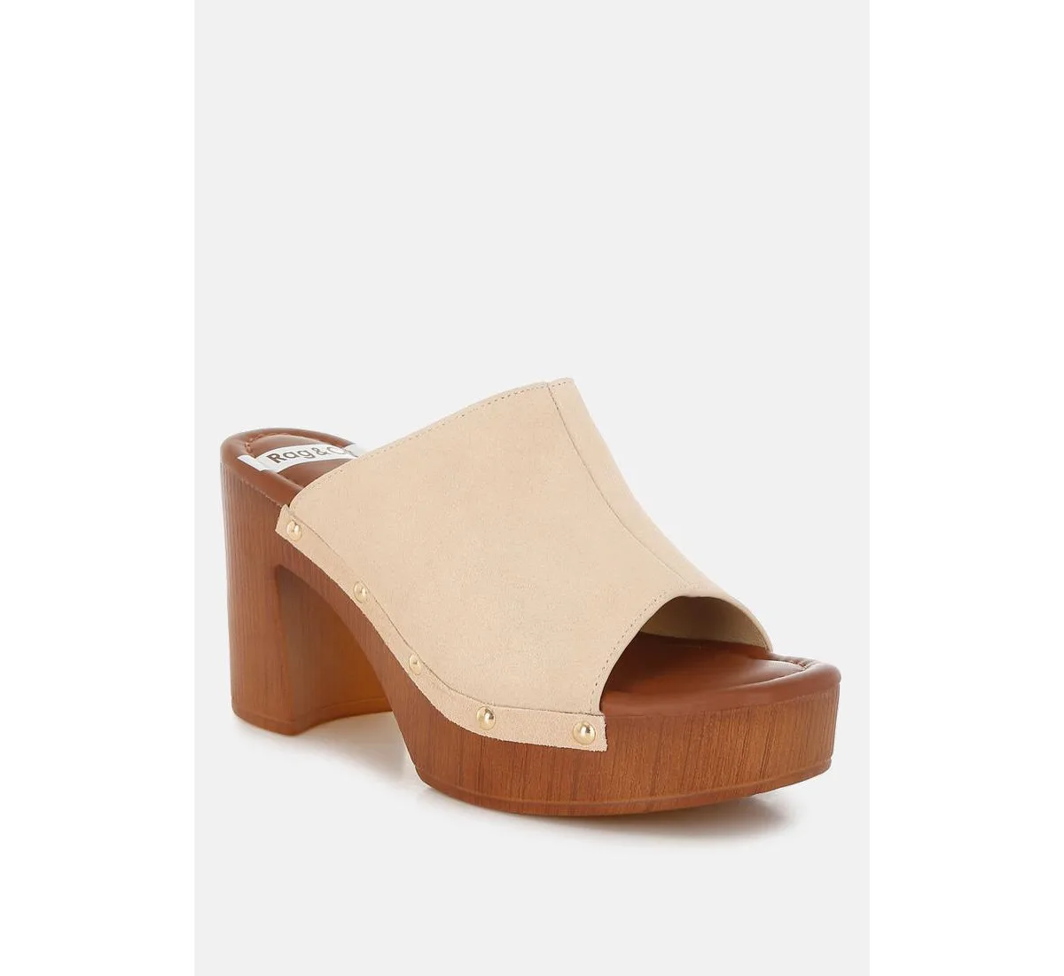 Masaki Soft Suede Leather Wooden Clogs by Rag & Co