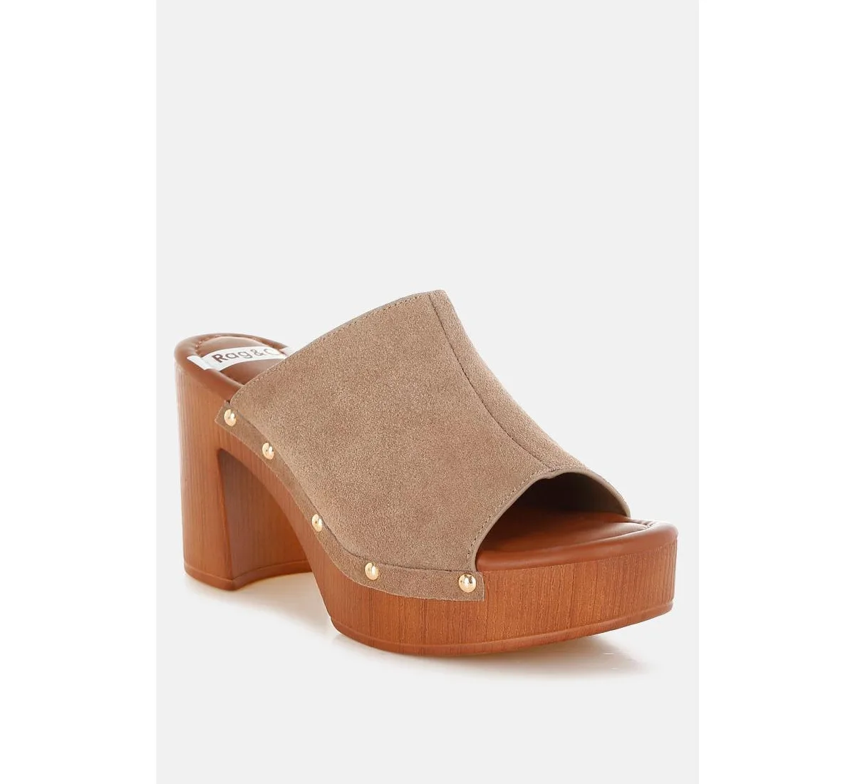 Masaki Soft Suede Leather Wooden Clogs