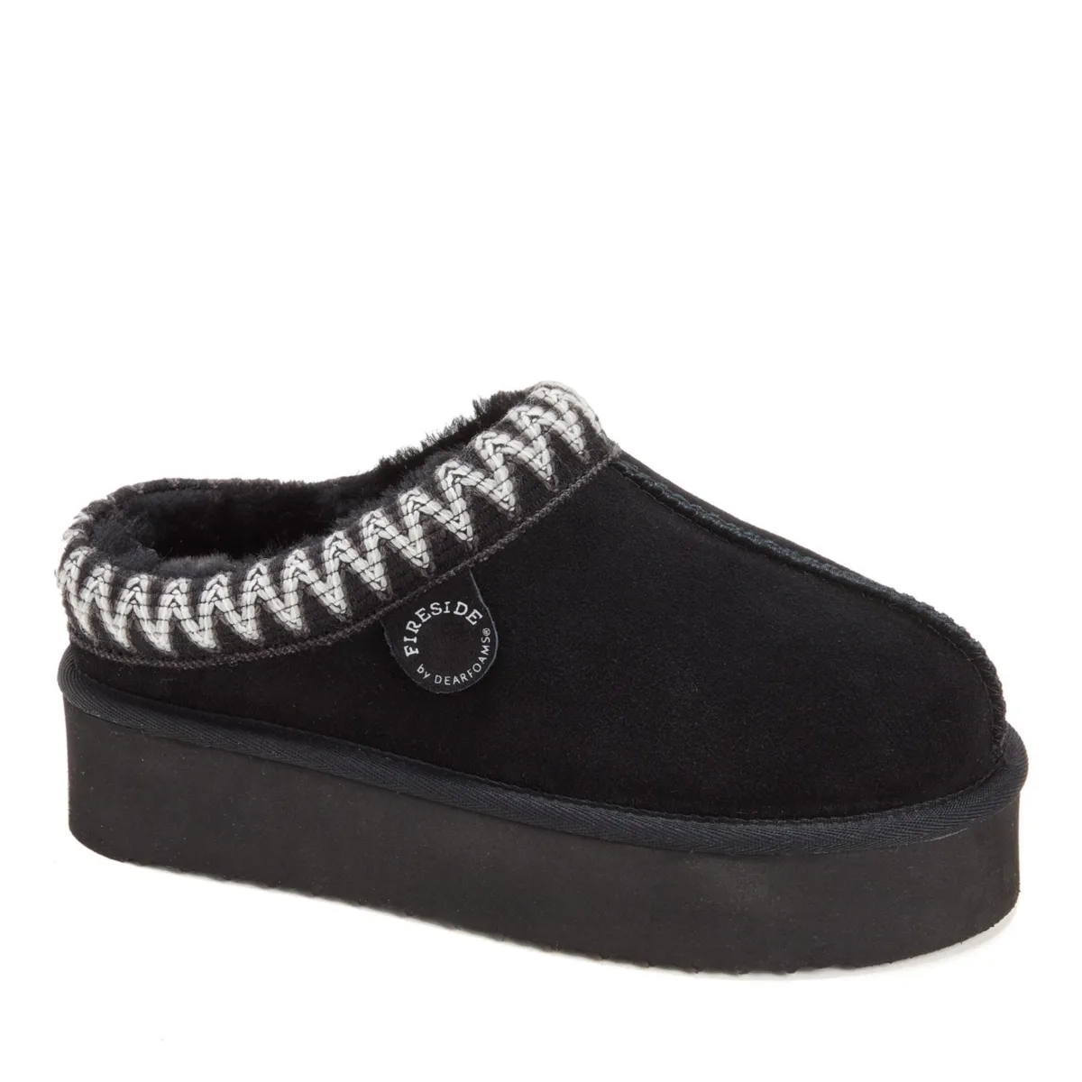 Fireside Queenstown Genuine Shearling Clog with Embroidery by Dearfoams
