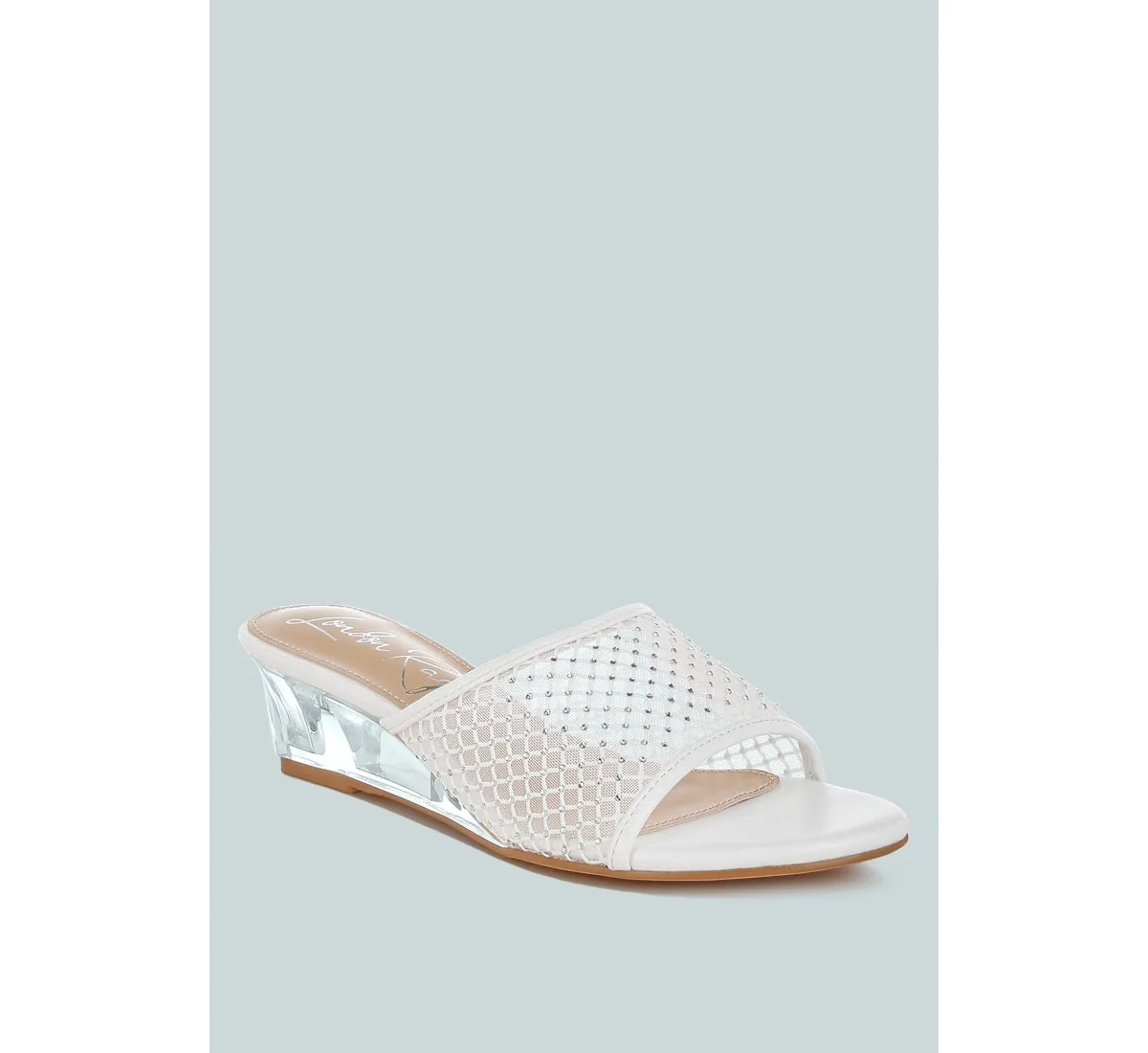 Tempra Mesh Clear Heel Wedge Sandals