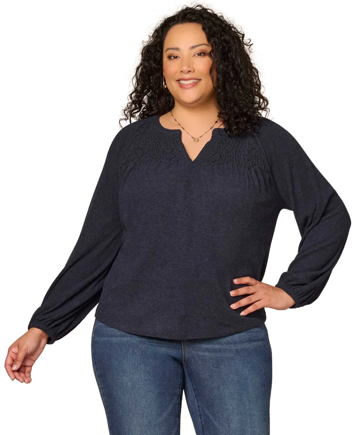 Blouson Long-Sleeve Relaxed Top by Democracy