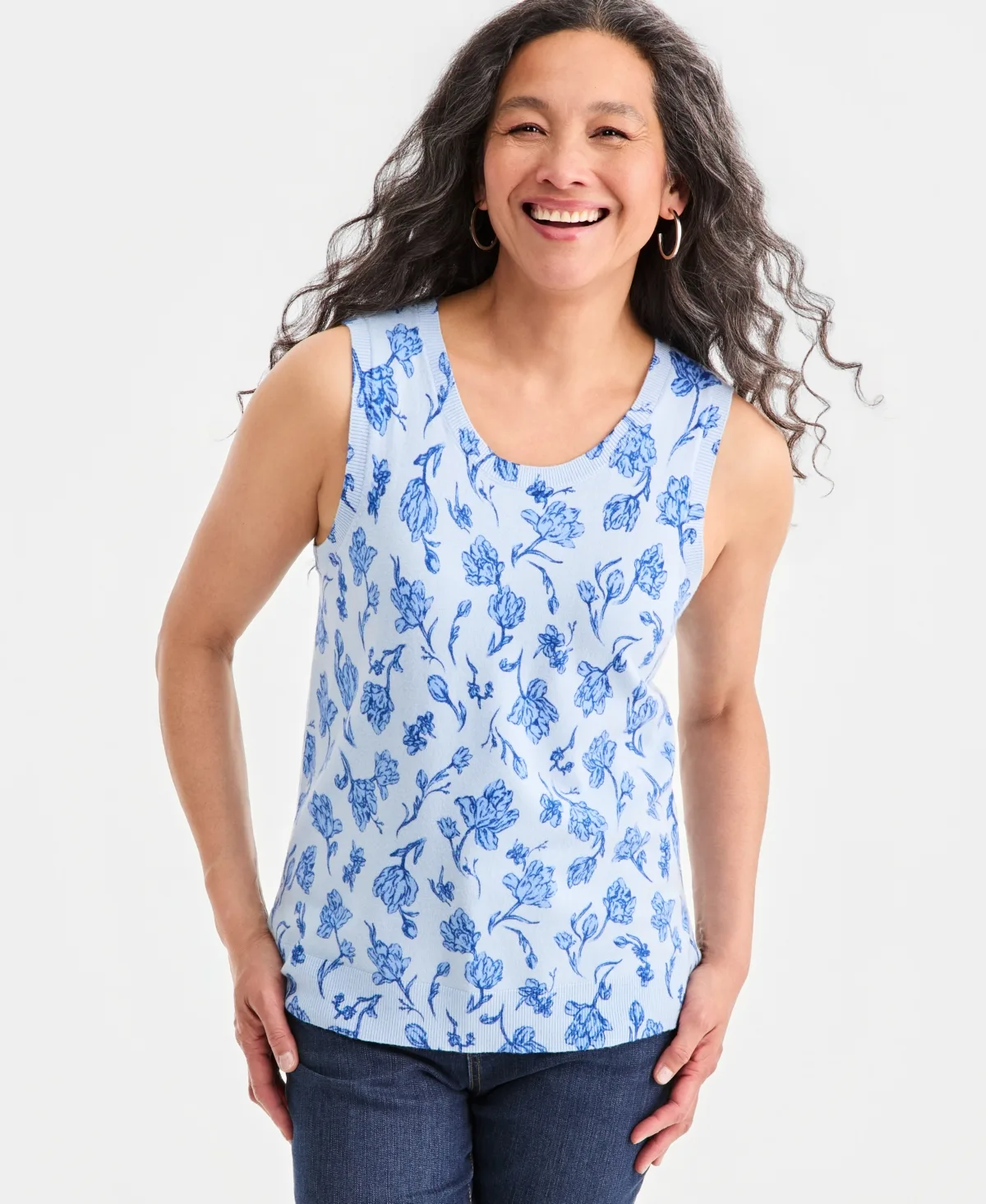 Printed Sleeveless Sweater Tank by Style & Co