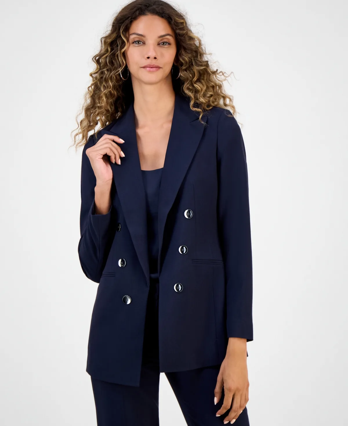 Bi-Stretch Faux Double-Breasted Boyfriend Jacket by Bar Iii