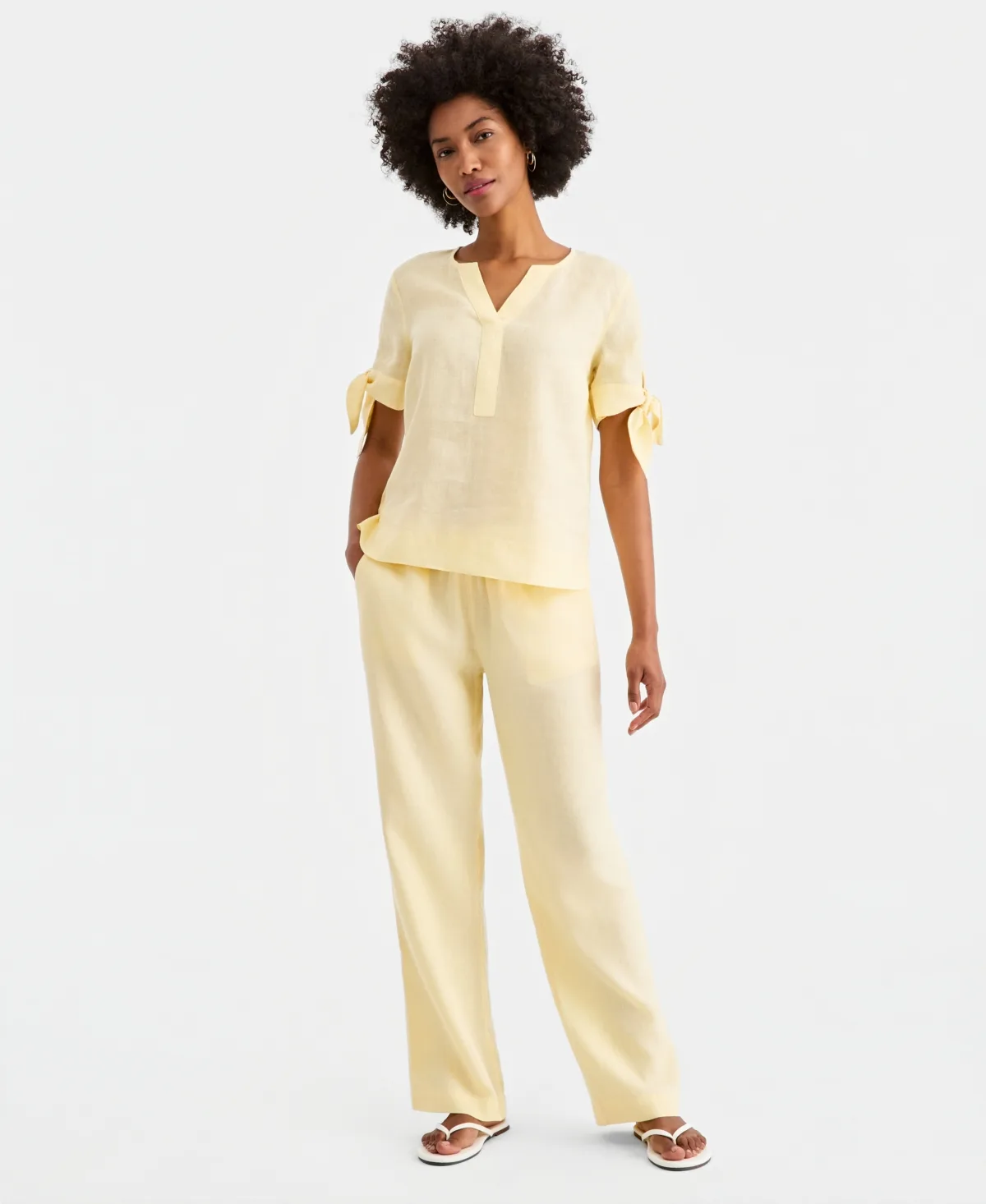 100% Linen Drawstring Pants by Charter Club