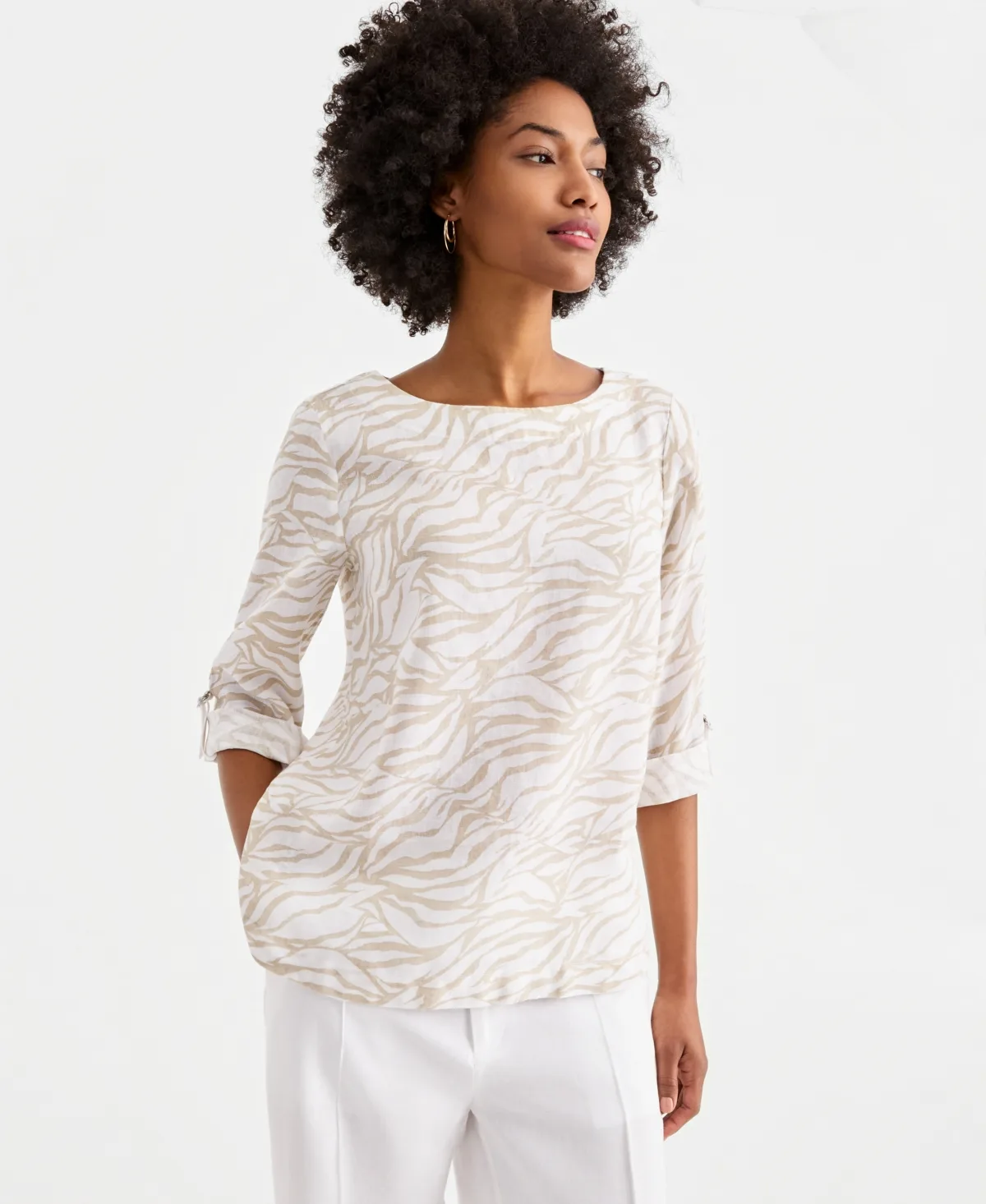 100% Linen D-Ring Top by Charter Club