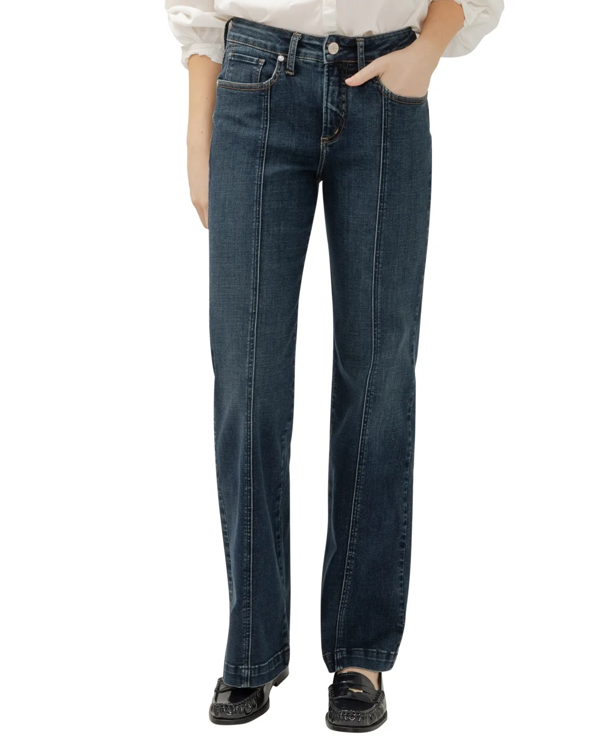 Avery High Rise Curvy Fit Trouser Leg Jeans by Silver Jeans Co.