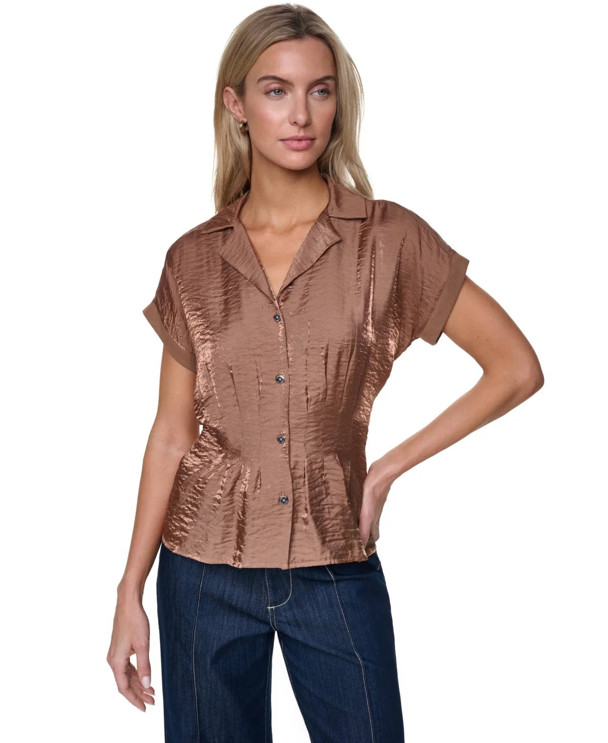 Short-Sleeve Pleated Shirt by Nautica