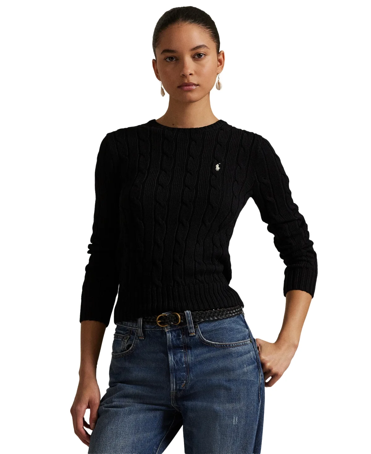 Cable-Knit Cotton Crewneck Sweater by Polo Ralph Lauren