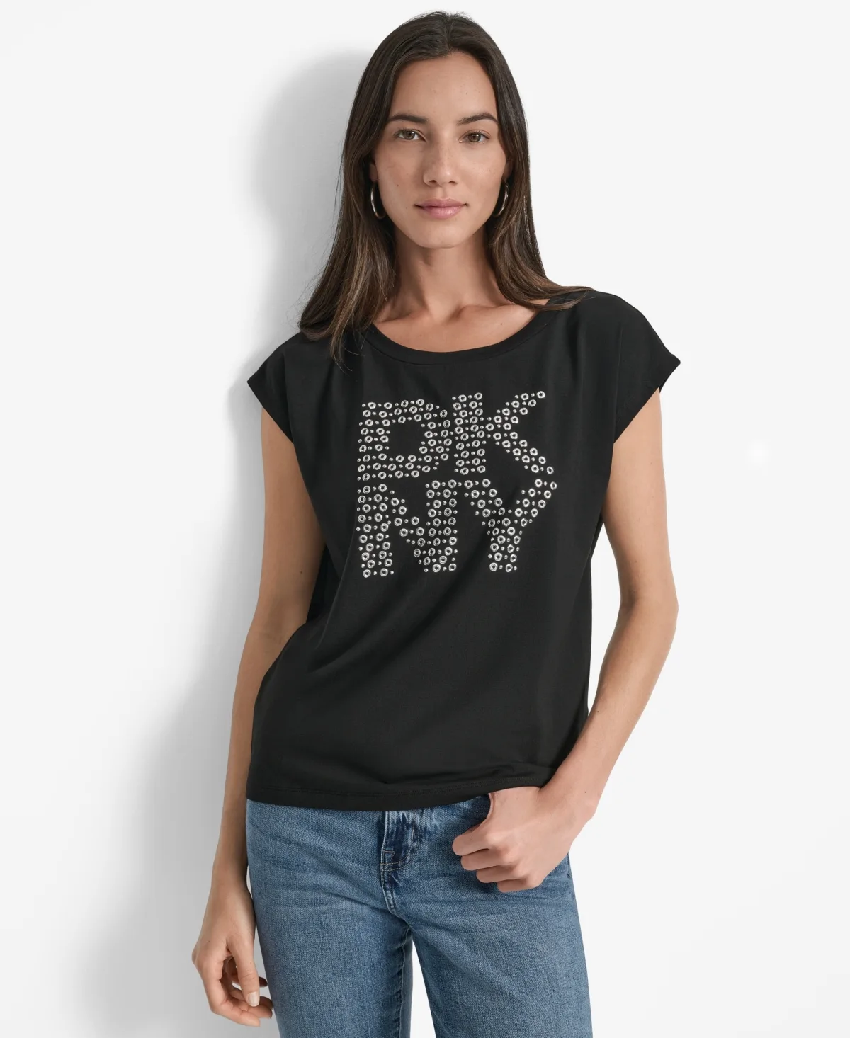 Grommet Stack Logo Crewneck T-Shirt by Dkny