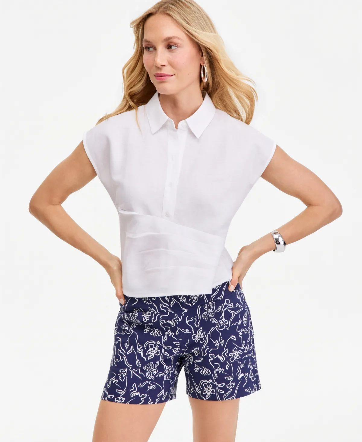 Linen-Blend Wrap Blouse by I.n.c. International Concepts