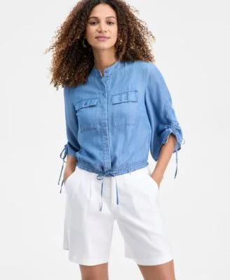 Tie Detail Button Front Blouse by I.n.c. International Concepts