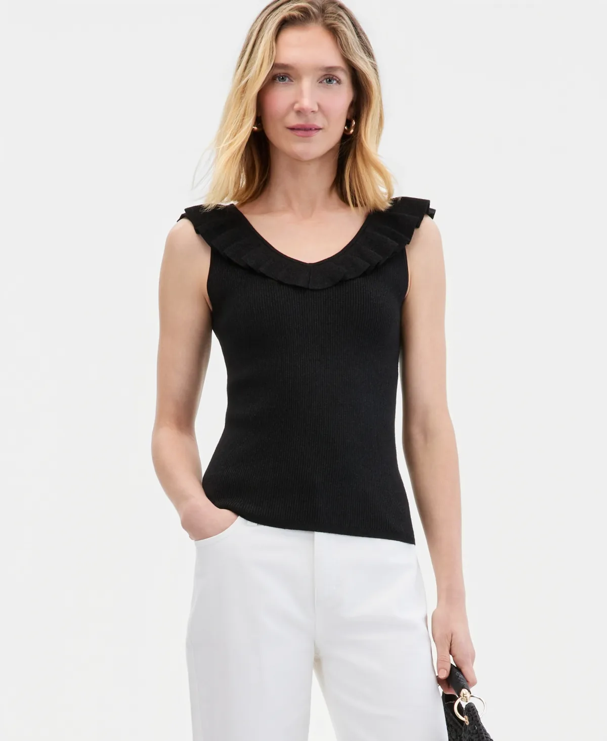 Ruffle-Trim Metallic Sweater Tank by I.n.c. International Concepts