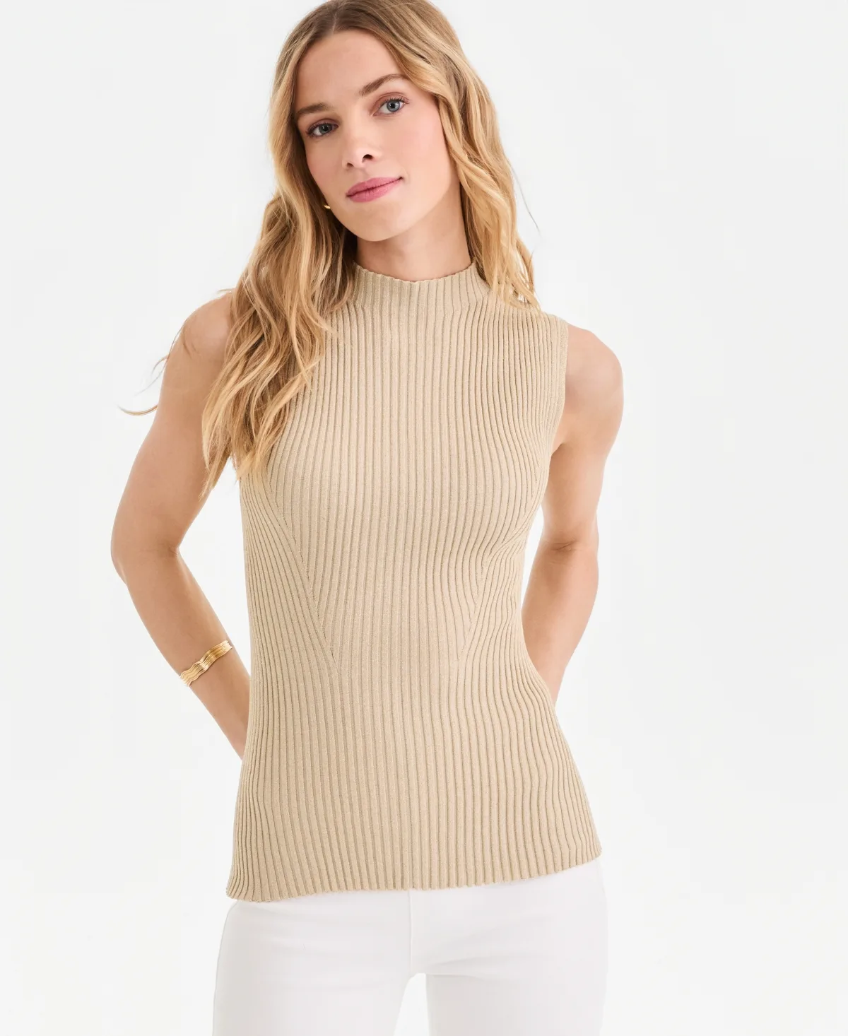 Metallic Rib-Knit Sleeveless Sweater by I.n.c. International Concepts