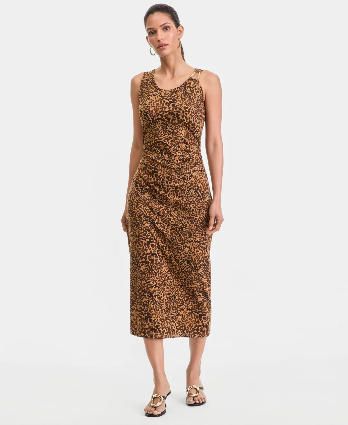 Hardware-Strap Knit Midi Dress