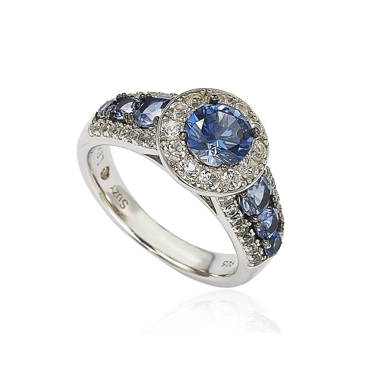 Sterling Silver Sapphire 7 Stone Ring by Suzy Levian New York