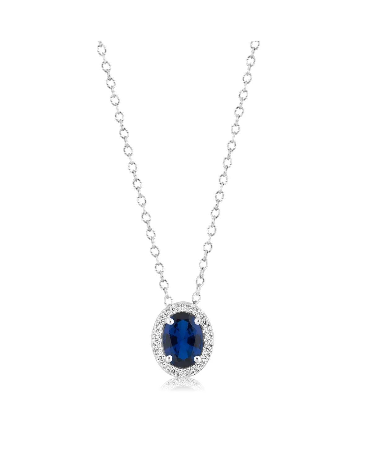 Elegant Oval Birthstone Halo Cz Necklace