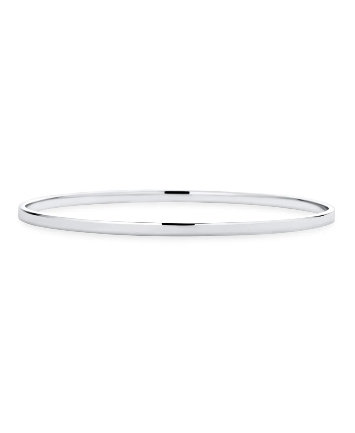 Plain Simple Flat Edge Layering Stacking Strong 3MM Shinny Sterling Silver Bangle Bracelet
